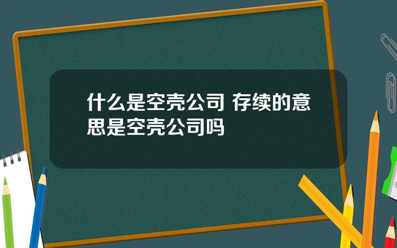 什么是空壳公司 存续的意思是空壳公司吗